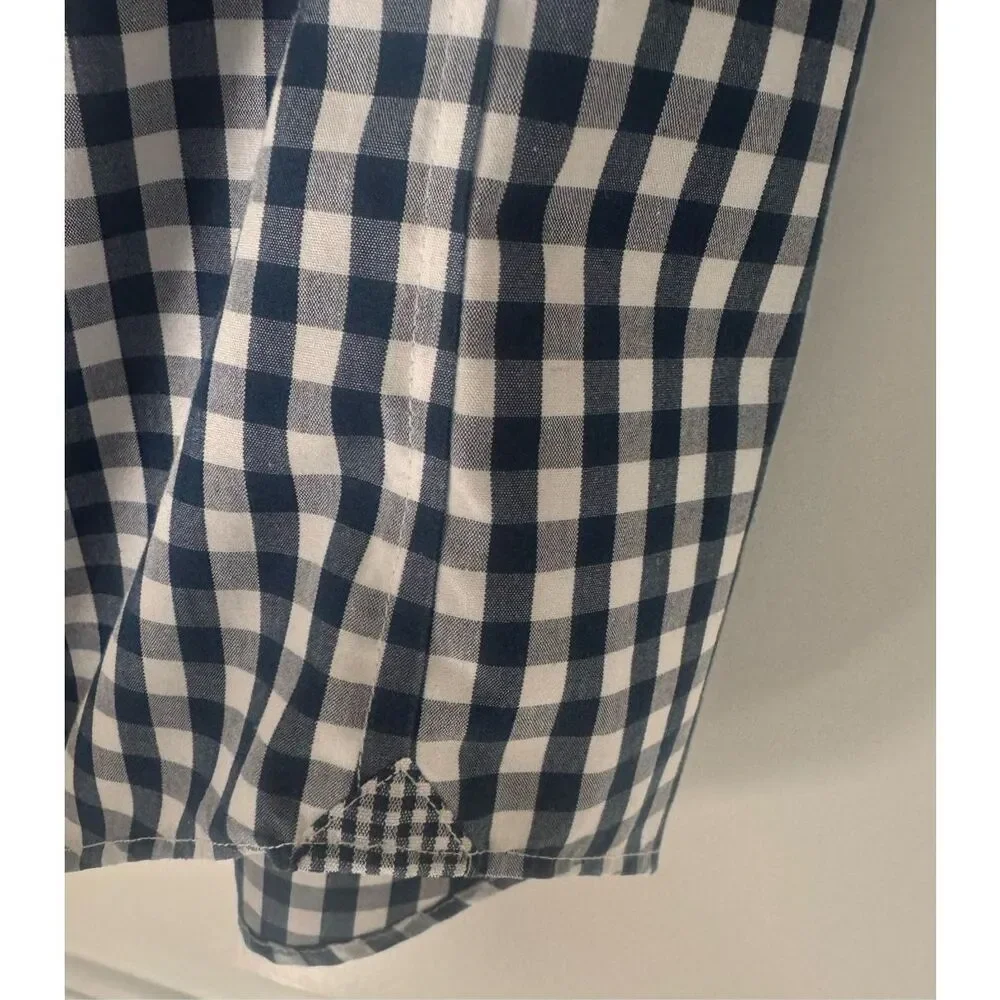 Banana Republic Gingham Non-Iron Long Sleeve Button-up Shirt Navy/White Size S